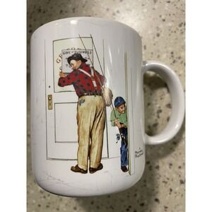 Norman Rockwell Fisherman Closed for Business Coffee Cup  Mug 1987